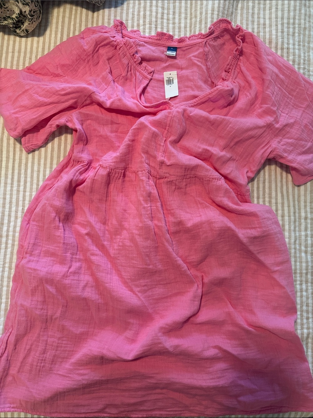 Old Navy Pink Cotton Gauze Babydoll Dress